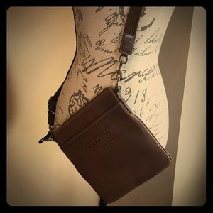 COACH cross body brown leather purse